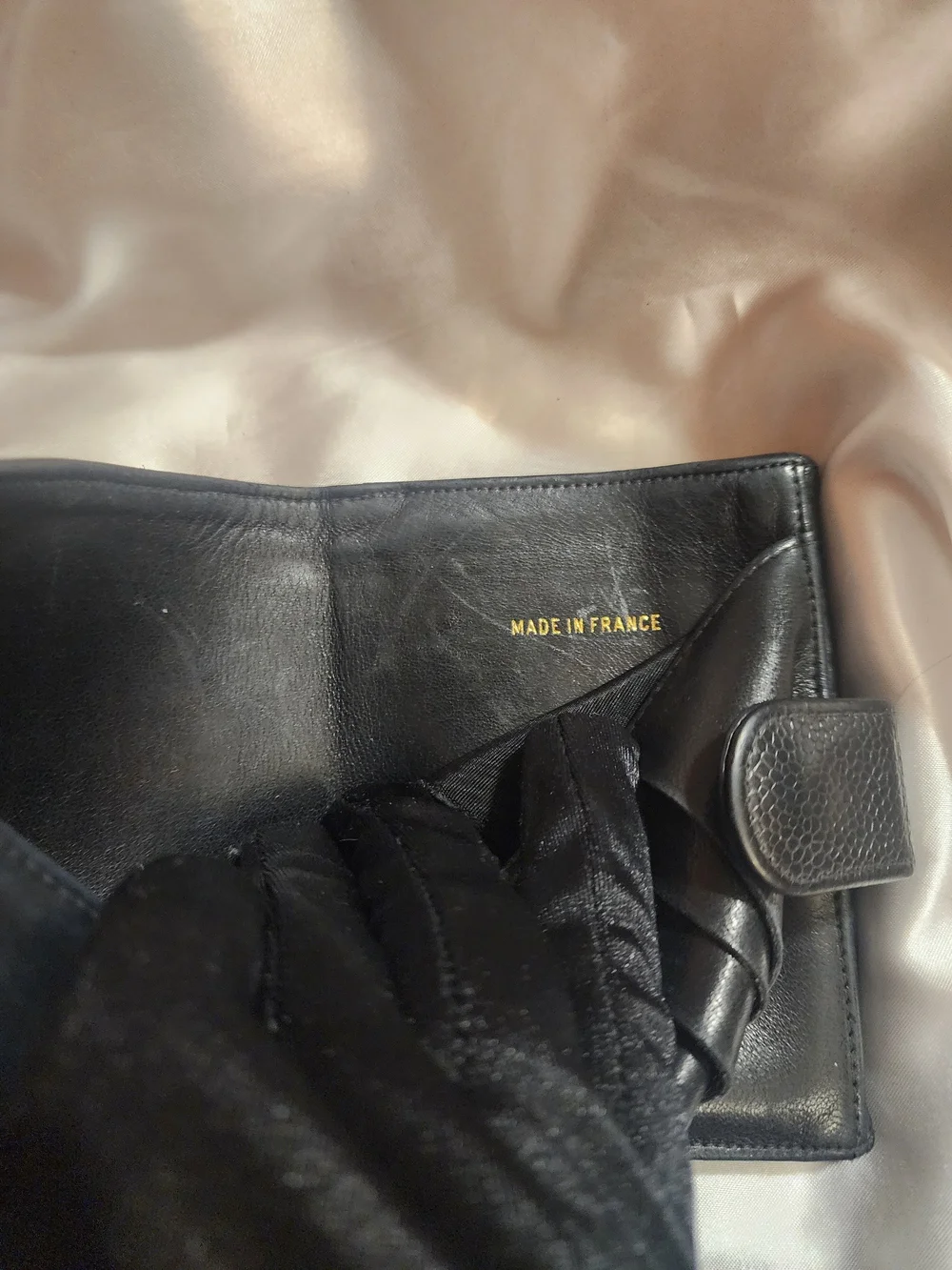 CHANEL Black Caviar Leather Trifold Wallet